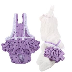 Alfie Purple Dotted Lace Trim Dog Suspenders